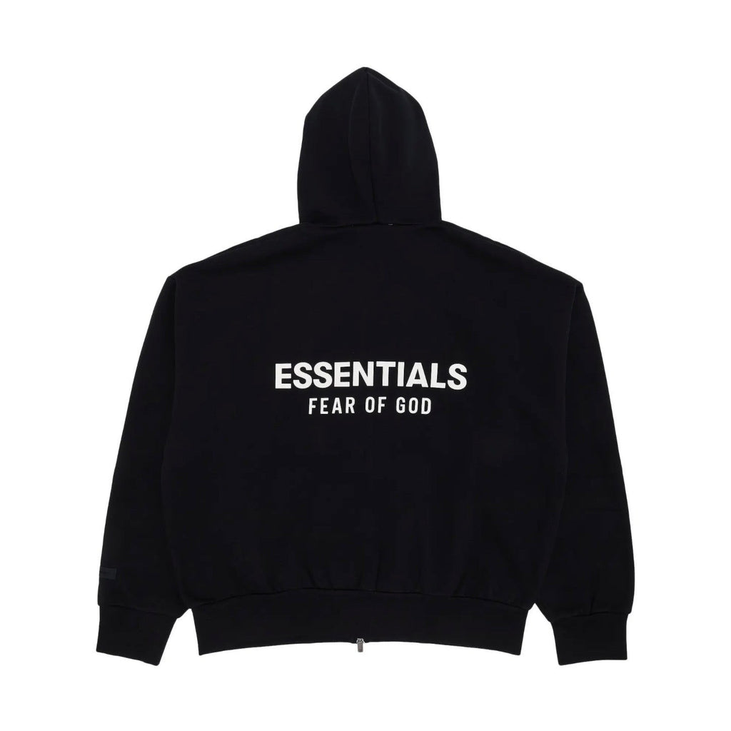 Fear of God Essentials Classic Full Zip-Up Hoodie 'Jet Black'