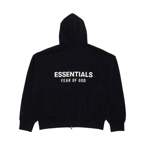 Fear of God Essentials Classic Full Zip-Up Hoodie 'Jet Black'