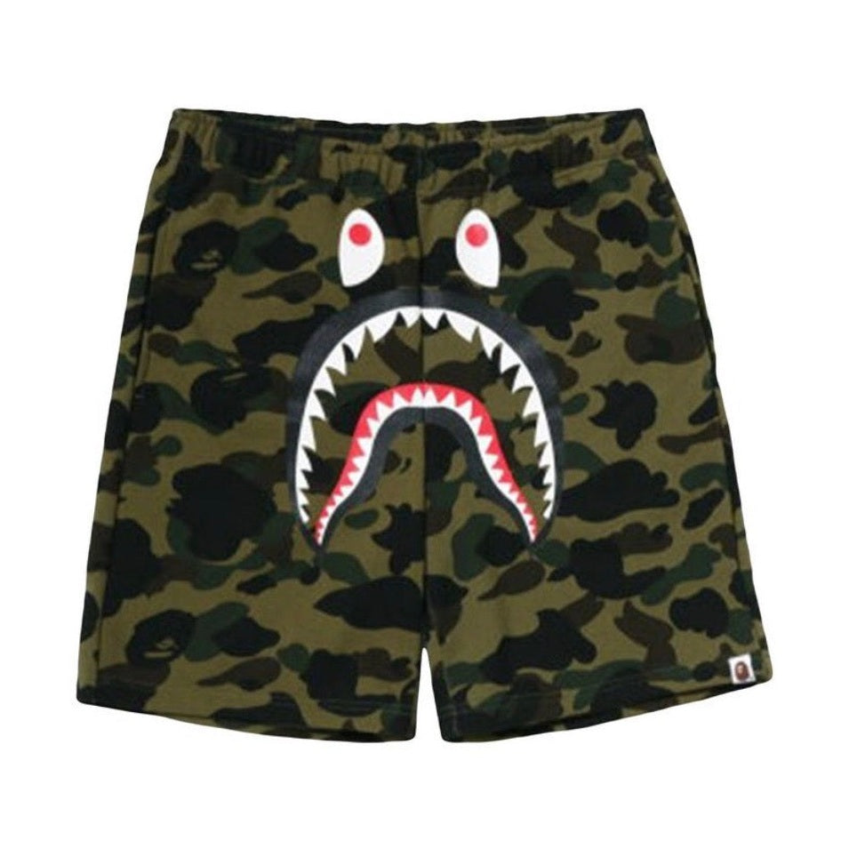 BAPE Camo Shark Sweat Shorts Green
