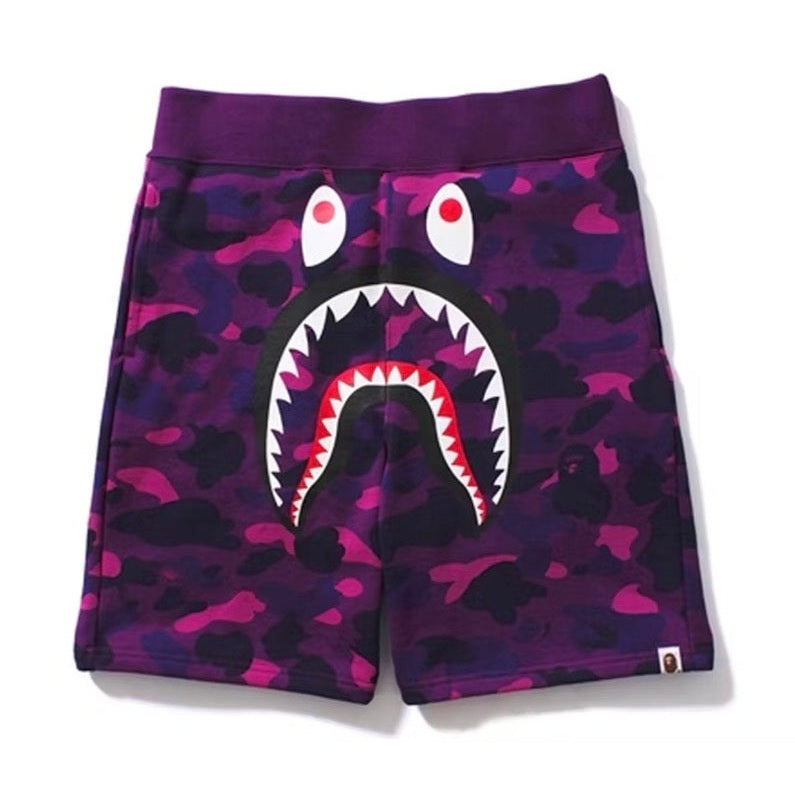 BAPE Color Camo Shark Sweat Shorts Purple
