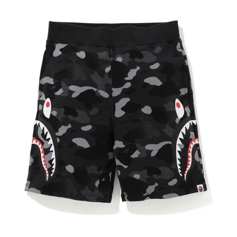 BAPE Gradation Camo Side Shark Sweat Shorts Black
