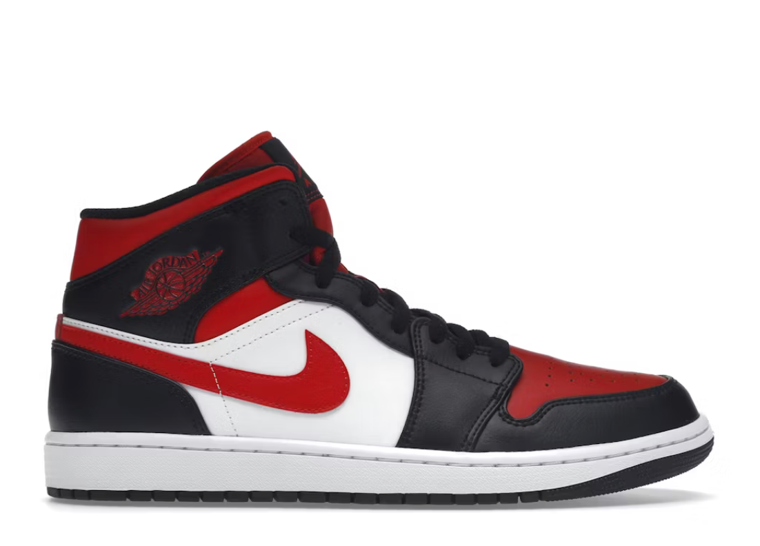 Jordan 1 Mid White Black Red