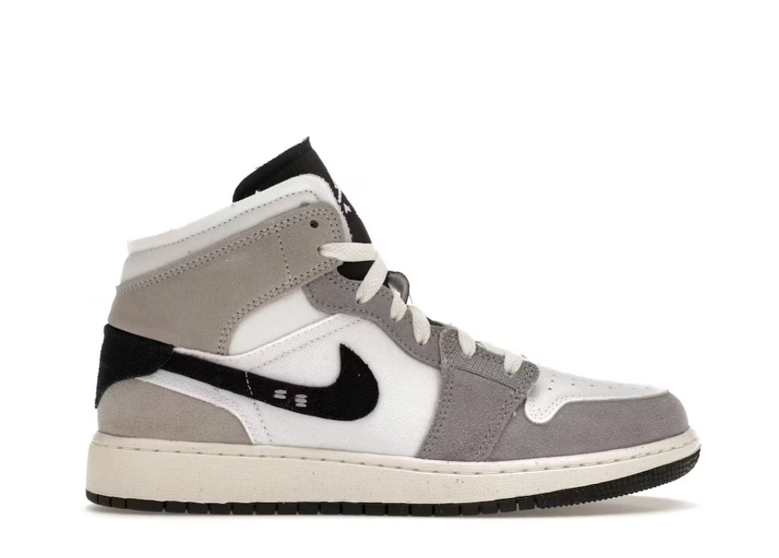 Jordan 1 Mid SE Craft White Cement Grey Black (GS)