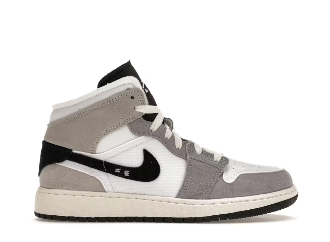Jordan 1 Mid SE Craft White Cement Grey Black (GS)