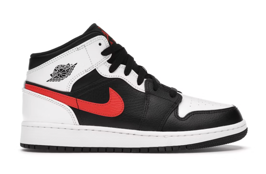 Jordan 1 Mid White Black Chile Red (GS)